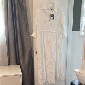 Universal Thread Cream Long Sleeve Cuffed Sundress